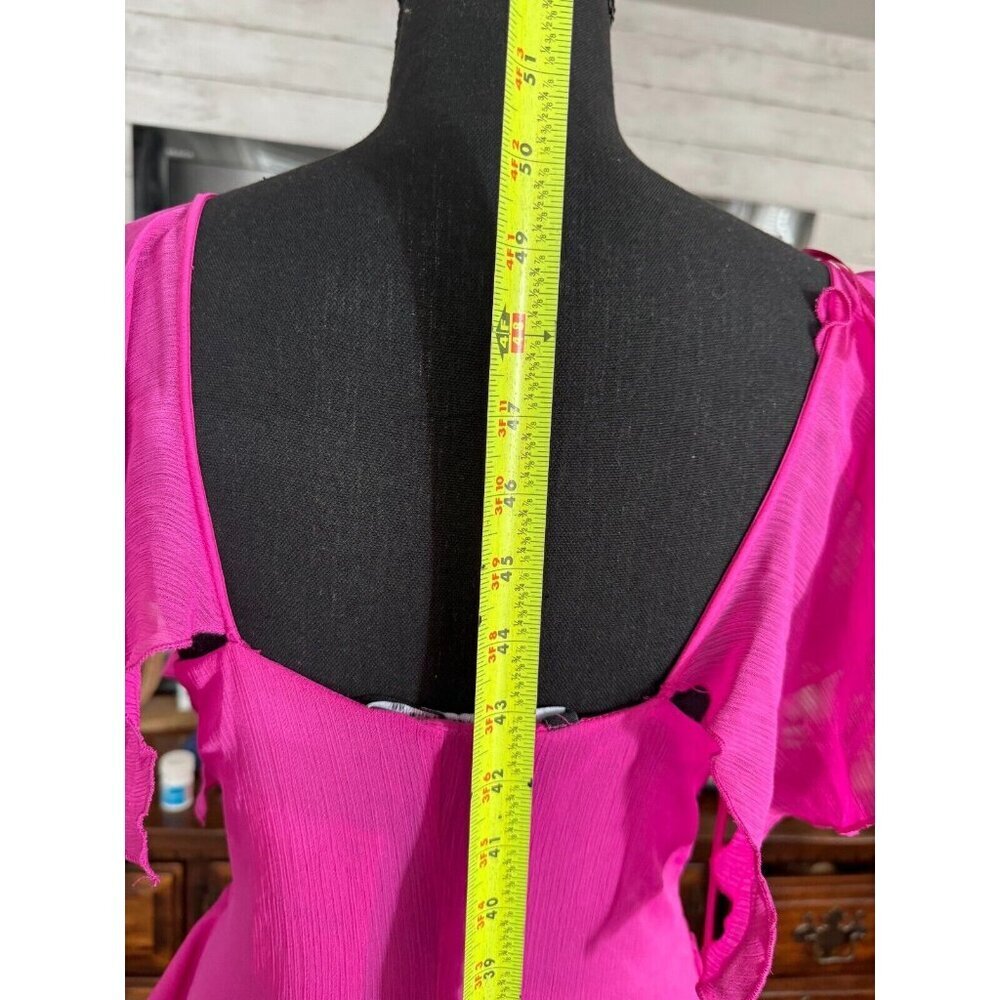 NWT Zara Magenta Pink Ruffled Midi Slip Dress Women Size Small - Picture 5 of 10